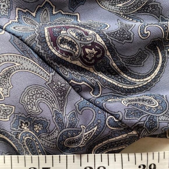 Rena Rowen Womens 24W Silk Collared Paisley Button Up Long Sleeve V Neck Top - Picture 4 of 6